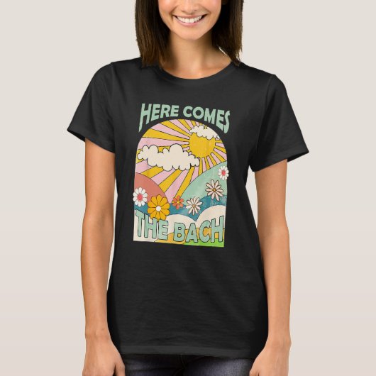 Here Comes The Bach Bridesmaid Groovy Retro 70s Ba T-Shirt (Vorderseite)