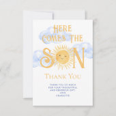 Here Comes The Son Baby Shower  Dankeskarte (Vorderseite)
