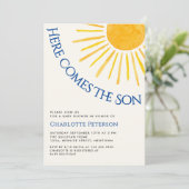 Here Comes The Son Baby Shower Einladung (Stehend Vorderseite)