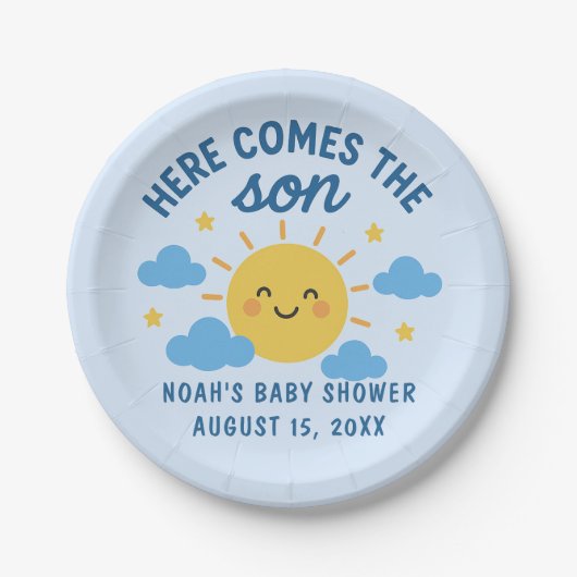 Here Comes the Son Baby Shower - Sunshine Pappteller (Vorderseite)