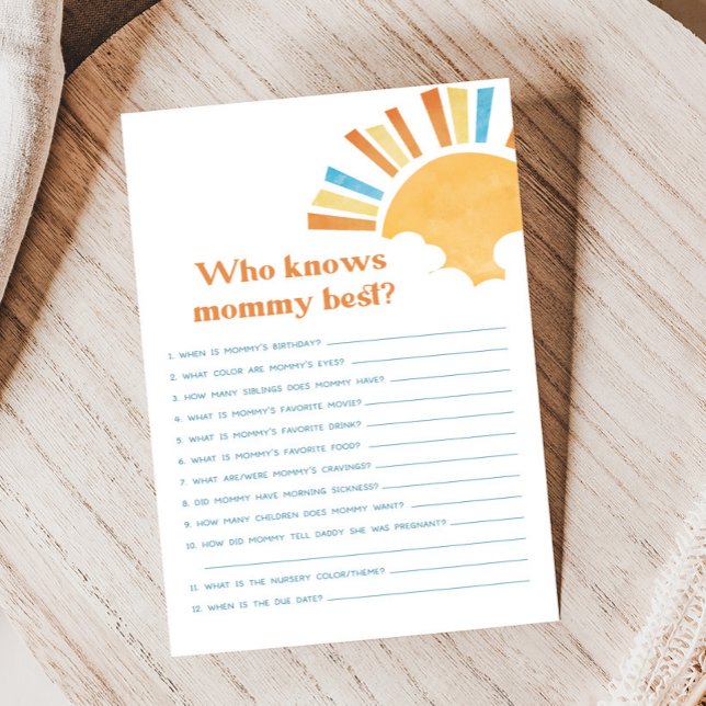 Here Comes the Son Baby Shower - Wer kennt Mami-Sp (Here Comes the Sun Baby Shower Game)
