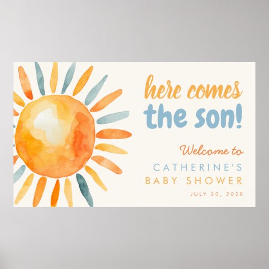 Here Comes the SON Boho Baby Shower Poster (Vorne)