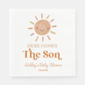 Here Comes The Son Boho Bohemian Retro Baby Shower Serviette (Vorderseite)
