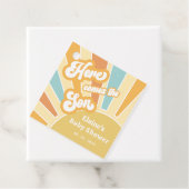 Here comes the son boho retro baby shower  geschenkanhänger (Beispiel)