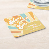 Here comes the son boho retro baby shower  rechteckiger pappuntersetzer (angewinkelt)