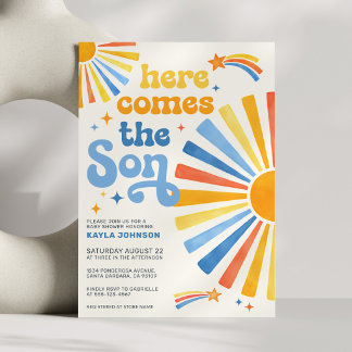 Here Comes the Son Boho Sun Boy Baby Shower Einladung
