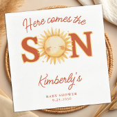 Here Comes The Son Boho Sunshine Cute Baby Shower Serviette