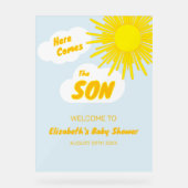 Here Comes The Son Boy Baby Shower Acrylschild (Vorderseite)