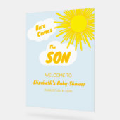 Here Comes The Son Boy Baby Shower Acrylschild (Winkel)
