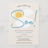 Here Comes The Son Boy Baby Shower Einladung (Vorderseite)