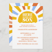Here Comes The Son Boy Baby Shower Einladung (Vorne/Hinten)