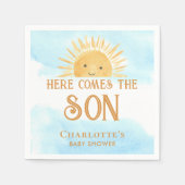 Here Comes The Son Boy Baby Shower Serviette (Vorderseite)