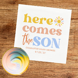Here Comes The Son Boy Baby Shower Serviette
