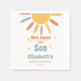 Here Comes The Son Boy Baby Shower Serviette