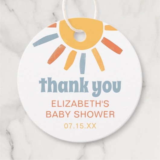 Here Comes The Son Boy Baby Shower Thankyou Geschenkanhänger (Vorderseite)