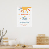 Here Comes The Son Boy Baby Shower Welcome Sign Poster (Küche)