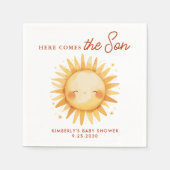 Here Comes The Son Cute Sunshine Boho Baby Shower Serviette (Vorderseite)