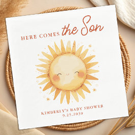 Here Comes The Son Cute Sunshine Boho Baby Shower Serviette