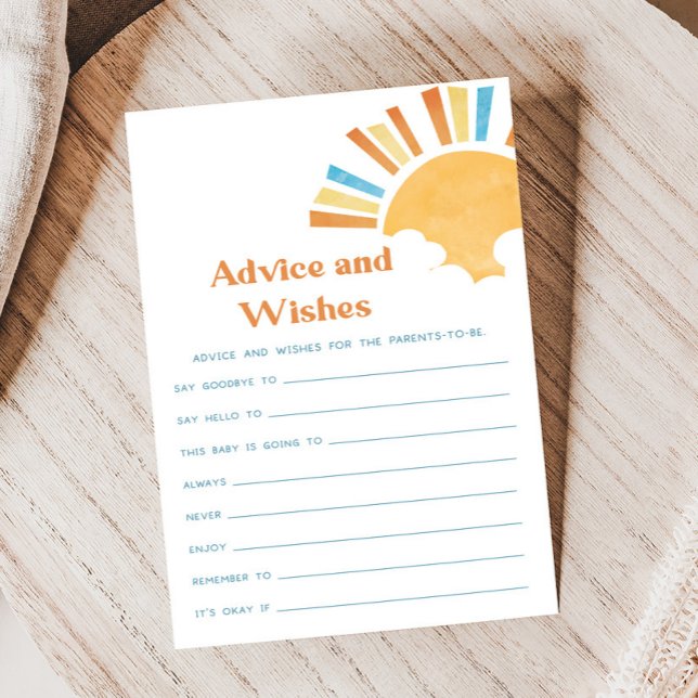 Here Comes the Son Duschberatung- und Wünsche-Spie (Here Comes the Sun Baby Shower Game)