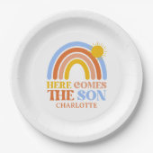 Here Comes The Son Regenbogen-Junge-Baby-Party Pappteller (Vorderseite)