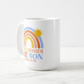 Here Comes The Son Regenbogenjunge Baby Shower Kaffeetasse (Vorderseite Links)