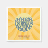 Here Comes the Son Retro Baby Shower Serviette (Vorderseite)