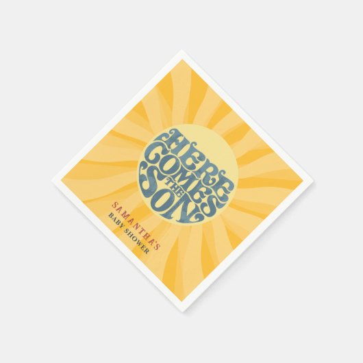 Here Comes the Son Retro Baby Shower Serviette (Ecke)