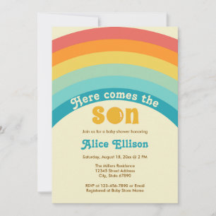 Here Comes the Son Retro Boho Babyparty Einladung