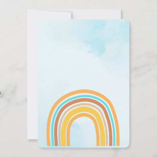 Here Comes The Son, Retro Boho Rainbow Einladung (Rückseite)