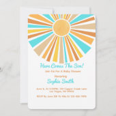 Here Comes The Son, Retro Boho Rainbow Einladung (Vorderseite)