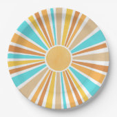 Here Comes The Son, Retro Boho Rainbow Round Pappteller (Vorderseite)