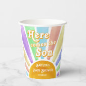 Here Comes The Son Retro Boys Baby Shower Pappbecher (Vorderseite)