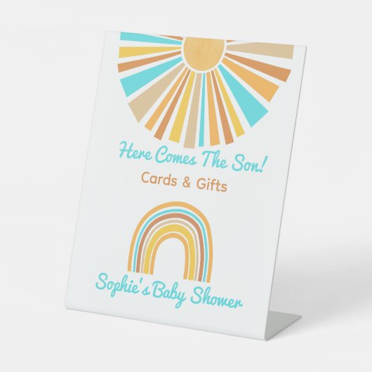 Here Comes The Son, Retro Rainbow Cards & Gifts Sockelschild (Vorderseite)
