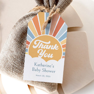 Here Comes the Son Retro Sunshine Babyparty Geschenkanhänger