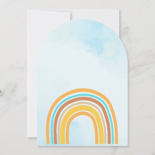 Here Comes The Son, Retro Sunshine Orange Blue Einladung (Rückseite)