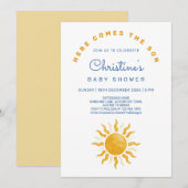 Here comes the son Sunshine Baby Boy Shower Einladung (Vorne/Hinten)