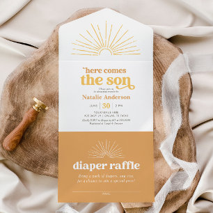 Here Comes the Son Sunshine Baby Shower All In One Einladung