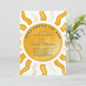 Here Comes The Son Sunshine Baby Shower Einladung (Stehend Vorderseite)