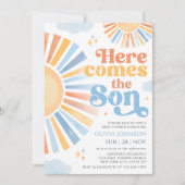Here Comes the Son Sunshine Baby Shower Invitation Einladung (Vorderseite)