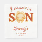 Here Comes The Son Sunshine Boho Cute Baby Shower Serviette (Vorderseite)
