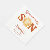 Here Comes The Son Sunshine Boho Cute Baby Shower Serviette (Ecke)