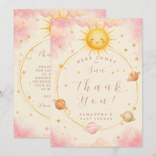 Here Comes the Sun Baby Girl Shower Dankeskarte