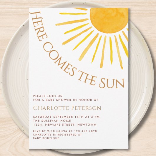 Here Comes The Sun Baby Shower Einladung