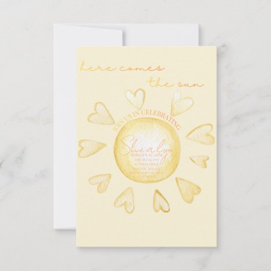 Here Comes The Sun Baby Shower Invite  Einladung (Vorderseite)