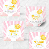 Here Comes the Sun Baby Shower Quadratischer Aufkleber