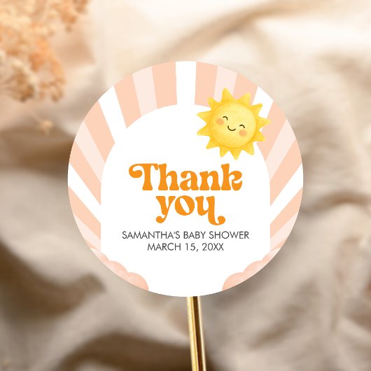 Here Comes the Sun Baby Shower Runder Aufkleber