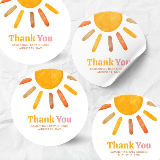 Here comes the Sun  Baby Shower Runder Aufkleber