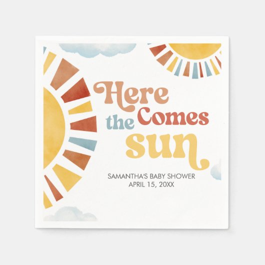 Here Comes the Sun Baby Shower Serviette (Vorderseite)