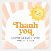 Here Comes the Sun Baby Shower Square Sticker (Vorderseite)