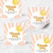Here Comes the Sun Baby Shower Square Sticker